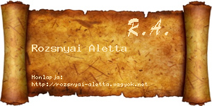Rozsnyai Aletta névjegykártya