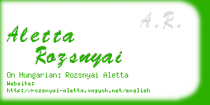 aletta rozsnyai business card